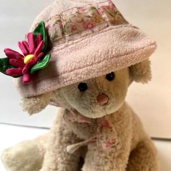 Gund Lamb Sitting Plush "Sadie" With Floral Bonnet 12" - Picture 2 of 8